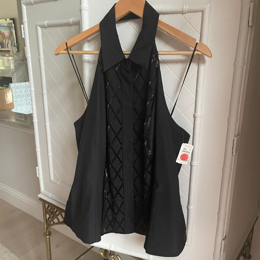 Designer Black Carmen Marc Valvo Halter NWT